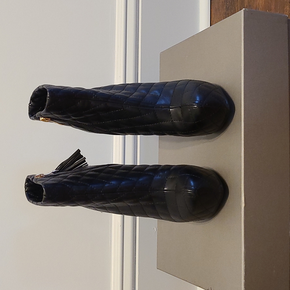 Black leather booties